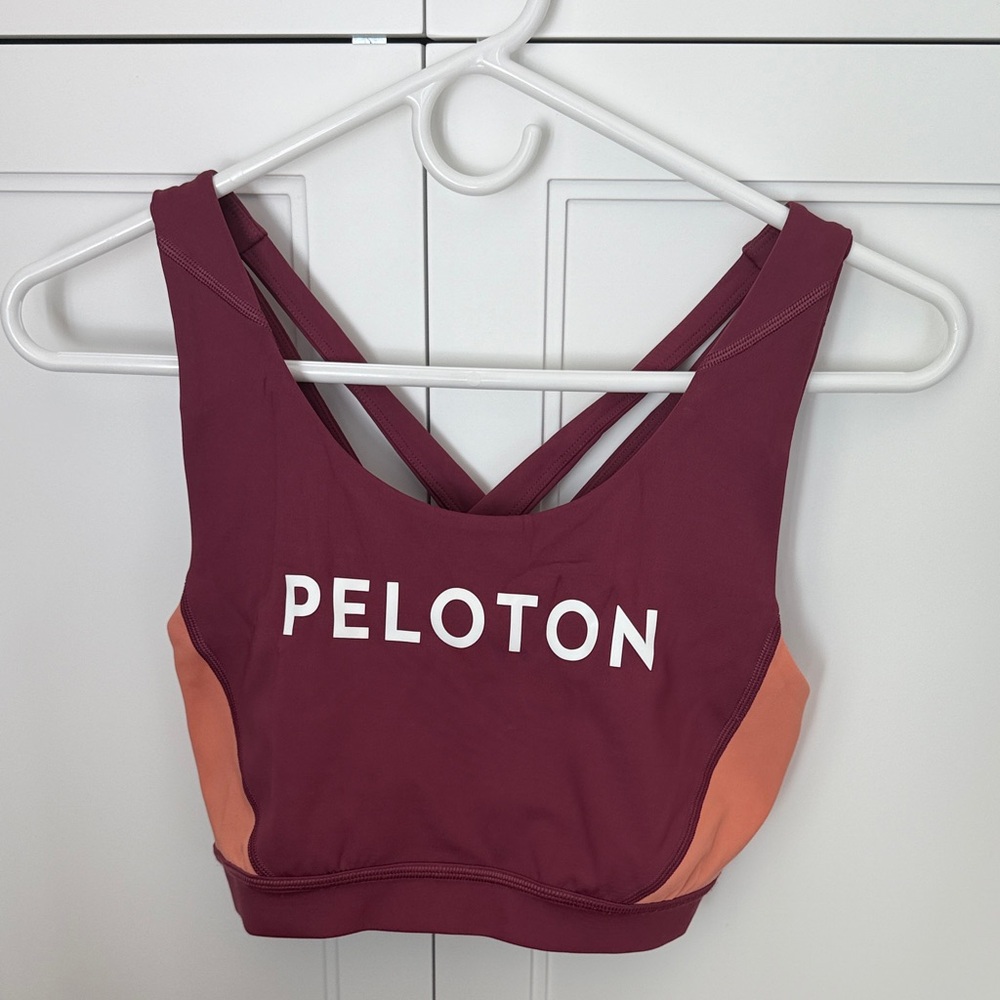 Peloton Women's Burgundy and Peach Sports Bra